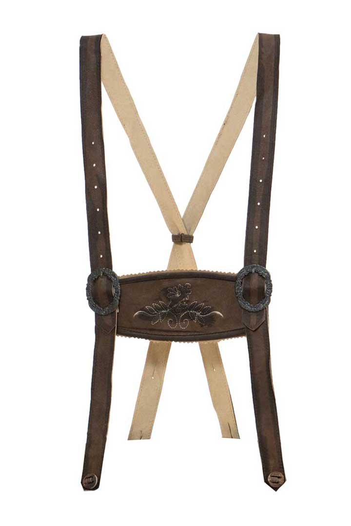 Brown Bavarian Lederhosen Suspenders (2) Classic Brown German Lederhosen Suspenders