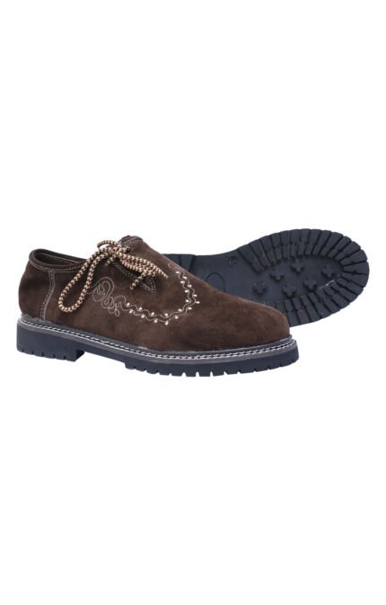 Men's Dark Brown Embroided German Lederhosen Shoes