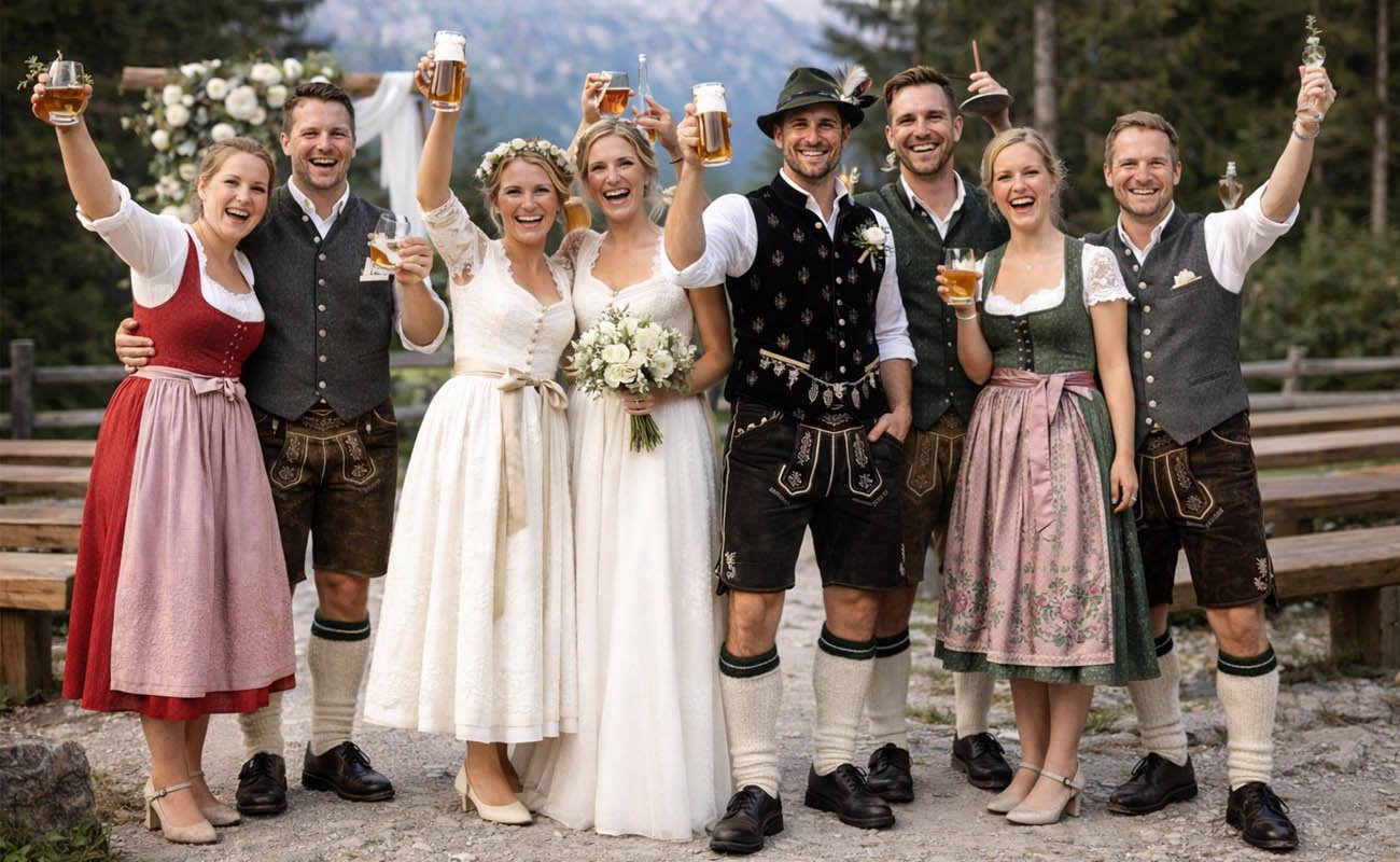 Wedding Party and Guest Attire in Traditional German Weddings