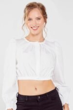 Alena Bavarian White Dirndl Blouse With Puff Sleeves