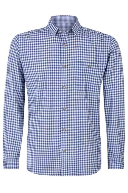 Authentic Alpine Vichy Gingham German Trachten Shirt For Men