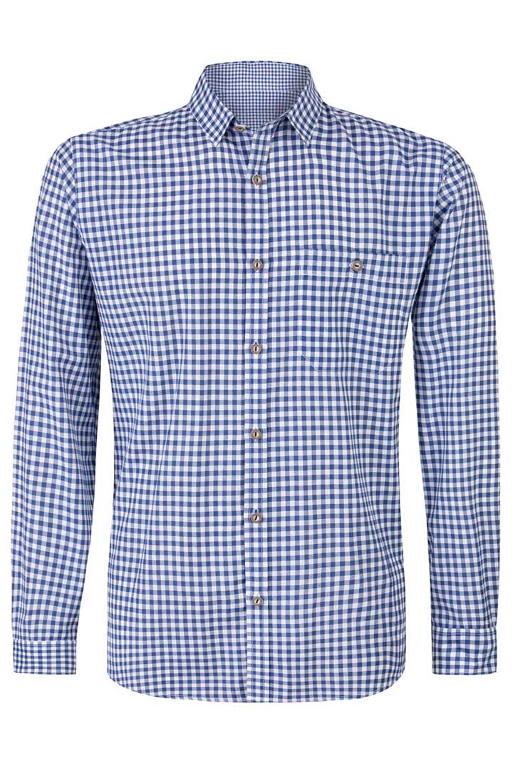 Alpine Vichy Gingham Trachten Shirt (1) Authentic Alpine Vichy Gingham German Trachten Shirt For Men