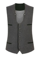 Bastei German Gray Trachten Waistcoat For Oktoberfest