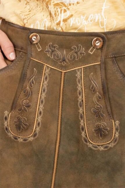 Vintage Bianca Brown Bavarian Lederhosen Skirt
