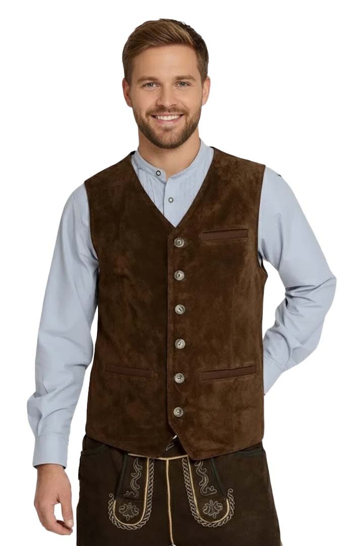Dark Brown Trachten Vest (1) Dark Brown German Bavarian Trachten Vest For Oktoberfest