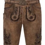 Federkielstickerei Austria Brown Lederhosen Shorts