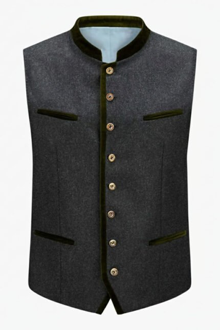 Fichtelberg Charcoal Gray Bavarian Trachten Waistcoat