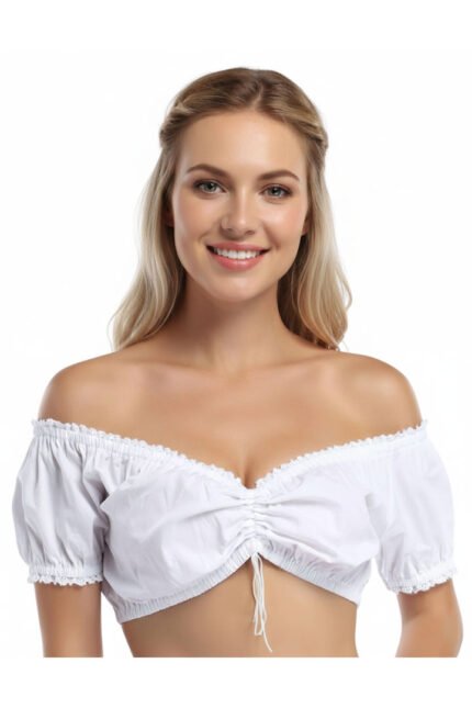 Franziska Knuppe Bavarian Crop Top White Dirndl Blouse