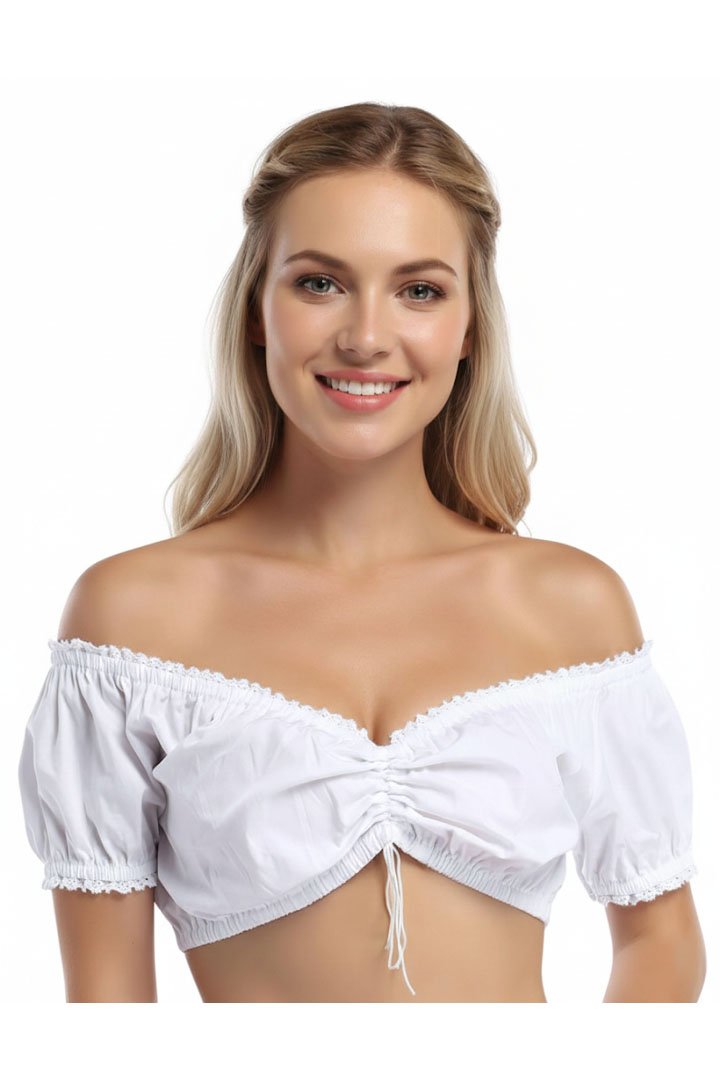 Franziska Knuppe White Dirndl Blouse (1) Franziska Knuppe Bavarian Crop Top White Dirndl Blouse