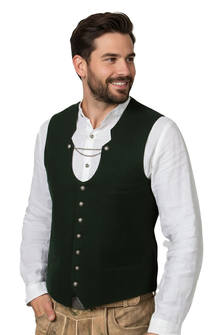 Green German Trachten Vest (1) Authentic Green German Trachten Vest For Oktoberfest