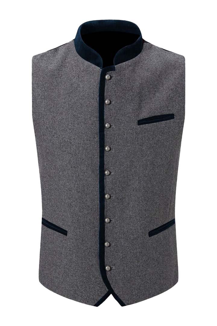Grey German Trachten Waistcoat (1) Authentic Grey German Bavarian Trachten Waistcoat