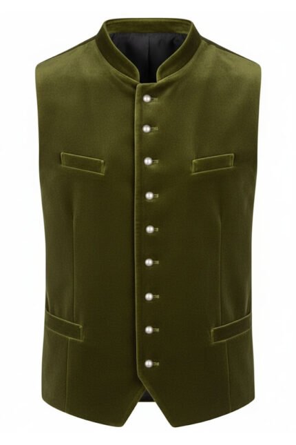 Harz German Bavarian Olive Green Trachten Waistcoat