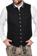 Traditional Heritage Black Wool Trachten Vest