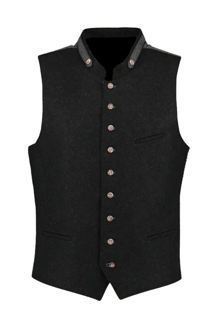 Heritage Wool Trachten Vest (2) Traditional Heritage Black Wool Trachten Vest