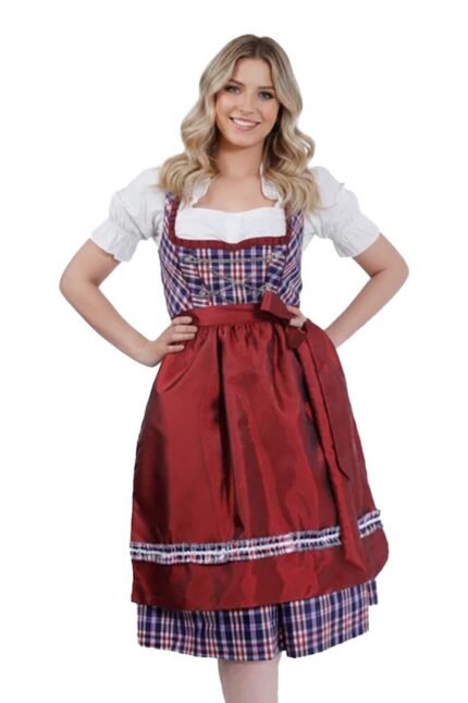 Premium Red Julia Bavarian Dirndl Dress For Oktoberfest