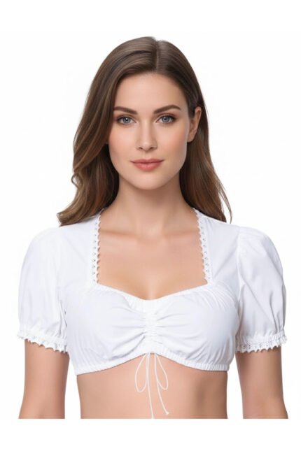 Authentic Lena Gercke White Trachten Dirndl Blouse