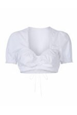 Authentic Lena Gercke White Trachten Dirndl Blouse