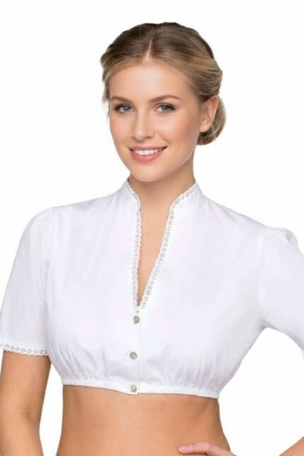 Leni Riefenstahl White Dirndl Blouse With Puff Sleeves