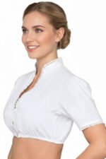 Leni Riefenstahl White Dirndl Blouse With Puff Sleeves