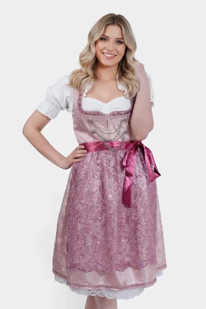 Malaika Drindl (2) Pink Malaika Bavarian Trachten Drindl Dress