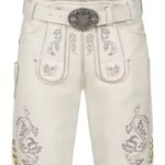 Plattstickerei White Suede Trachten Lederhosen