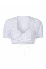 Rebecca Mir Oktoberfest White Crop Top Dirndl Blouse