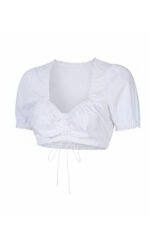 Rebecca Mir Oktoberfest White Crop Top Dirndl Blouse