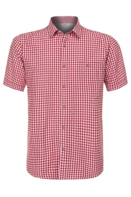 Authentic Red Short Sleeve Oktoberfest Lederhosen Shirt