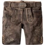Premium Men's Relief Brown Suede Lederhosen Shorts