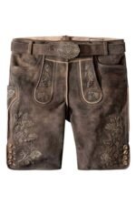 Premium Men's Relief Brown Suede Lederhosen Shorts