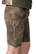 Premium Men's Relief Brown Suede Lederhosen Shorts