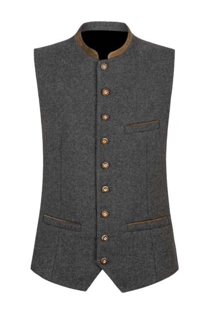 Royal Gray German Trachten Waistcoat For Oktoberfest
