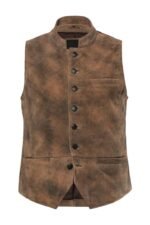 Traditional Rustic Brown Suede German Trachten Vest
