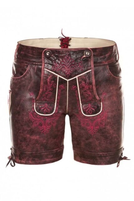 Simone Thomalla Pink Embroidery Lederhosen Shorts