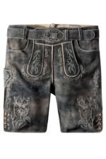 Premium Stag Head Grey Bavarian Lederhosen Shorts