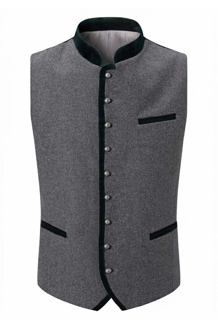 Wilseder Gray Trachten Waistcoat (1) Wilseder Gray German Bavarian Trachten Waistcoat