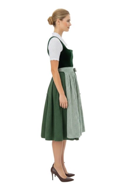 Caroline German Bavarian Green Velvet Drindl Dress