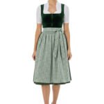 Caroline German Bavarian Green Velvet Drindl Dress